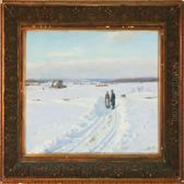 Winter Landscape Oil Painting by Sigvard Hansen