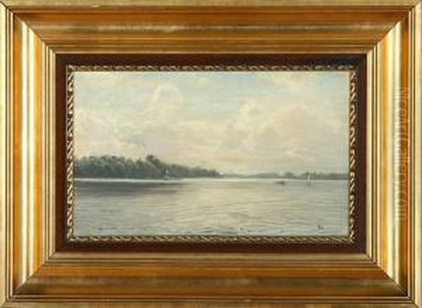 Danish Inlet Scenery Oil Painting by Sigvard Hansen