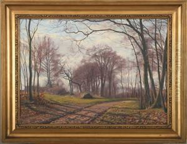 A Autumn Forest Oil Painting by Sigvard Hansen