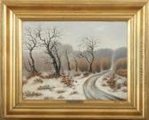 Winter Landscape Oil Painting by Sigvard Hansen