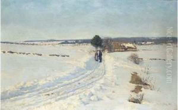 A Winter Morning Oil Painting by Sigvard Hansen