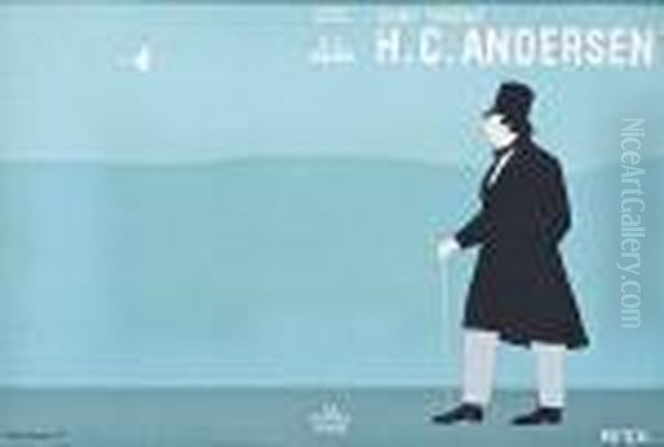 Cover Design For The Book On H.c. Anderson By Signe Toksvig(1934) Oil Painting by Sikker Aage Hansen