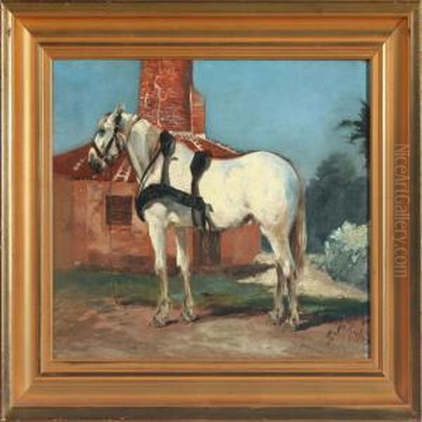 A Horse Oil Painting by Karl Frederik Hansen-Reistrup