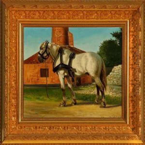 A Horse Oil Painting by Karl Frederik Hansen-Reistrup