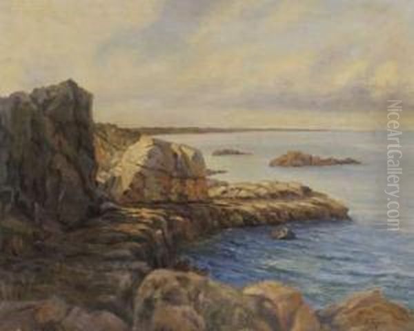 Rochers En Bord De Mer Oil Painting by Aleksei Vasilievich Hanzen