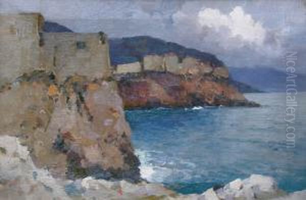 Ville Sur La Cote Adriatique Oil Painting by Aleksei Vasilievich Hanzen