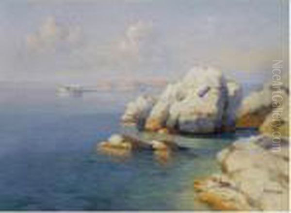 Rocky Shore Oil Painting by Aleksei Vasilievich Hanzen