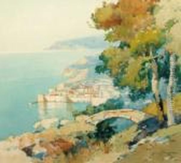 Mediterranean Coastal Scene Oil Painting by Aleksei Vasilievich Hanzen