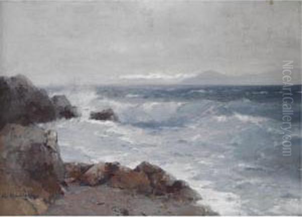 Coastal View Oil Painting by Aleksei Vasilievich Hanzen