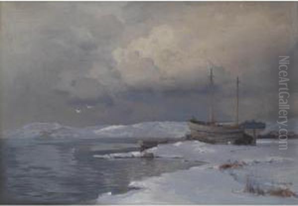 Winter Seascape Oil Painting by Aleksei Vasilievich Hanzen