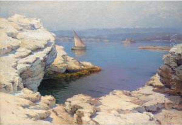 Coastal View Oil Painting by Aleksei Vasilievich Hanzen