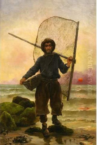 Le Pecheur De Crevettes Oil Painting by George Haquette