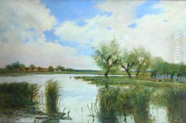 Wiosna Nad Stawem Oil Painting by Marceli Harasimowicz