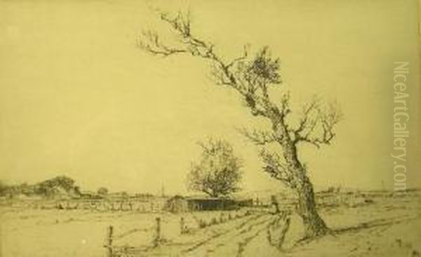 Landscape Etching Oil Painting by Charles Martin Hardie