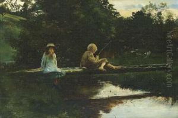 The Young Anglers Oil Painting by Charles Martin Hardie