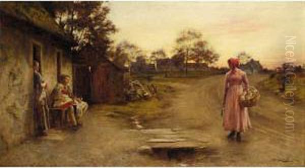 Returning From Market Oil Painting by Charles Martin Hardie