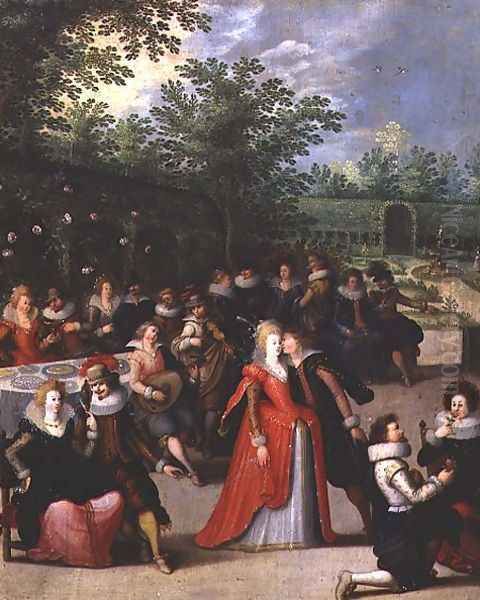 In the Garden of Love, or The Five Senses, 1618 Oil Painting by Louis de Caulery