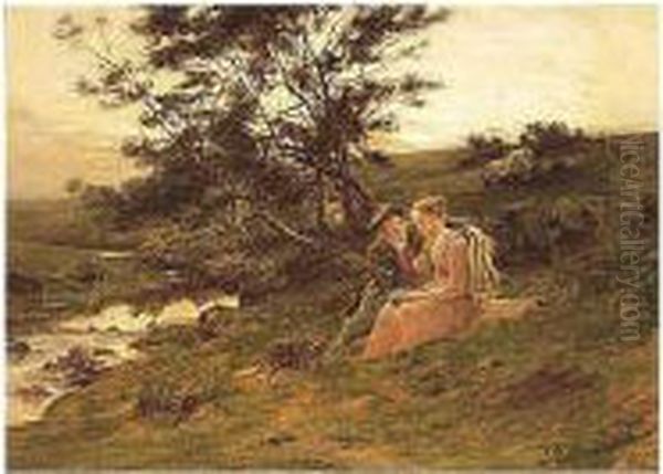 'twas A Lover And His Lass Oil Painting by Charles Martin Hardie