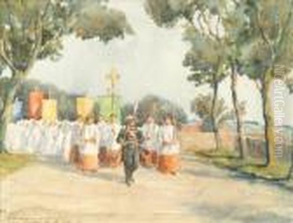 A Procession On The Ramparts Oil Painting by Martin Hardie