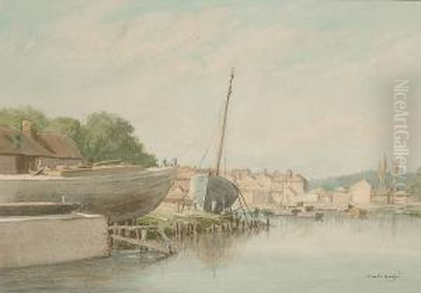 The Boatyard Oil Painting by Martin Hardie