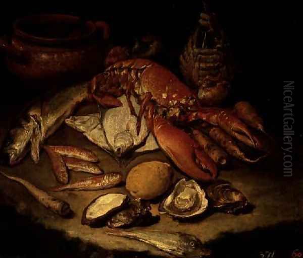 Sea Food Oil Painting by Giacomo Ceruti (Il Pitocchetto)