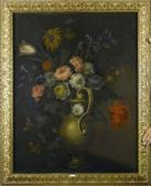 Grosser Blumenstrauss In Einer Vase. Oil Painting by Simon Hardime