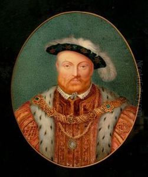 An Oval Portrait Of Henry Viii Oil Painting by George Perfect Harding