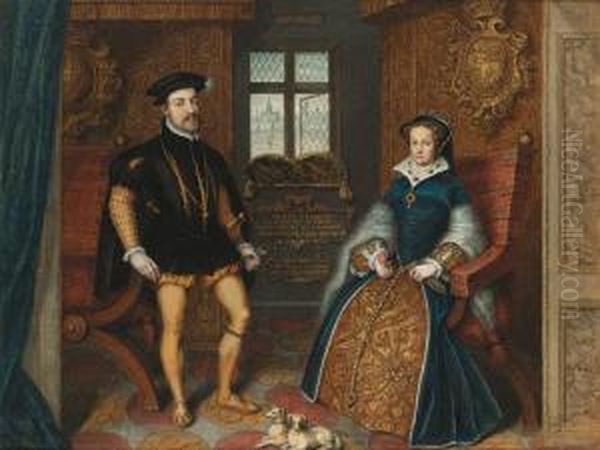 Portrait Of Queen Mary I And Philip Of Spain Oil Painting by George Perfect Harding