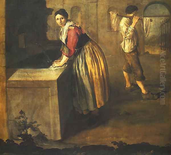 Laundress Oil Painting by Giacomo Ceruti (Il Pitocchetto)