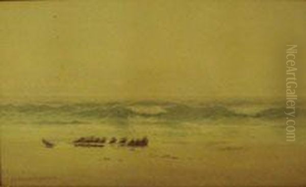 A Deserted Shore Oil Painting by Melbourne Havelock Hardwick