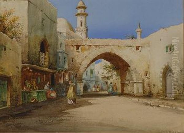 Algerian Street Scene Oil Painting by Cyril Hardy