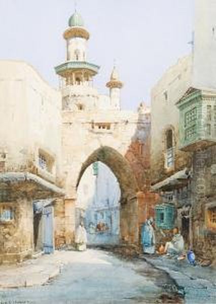 Middle Eastern Street Scene Oil Painting by Cyril Hardy