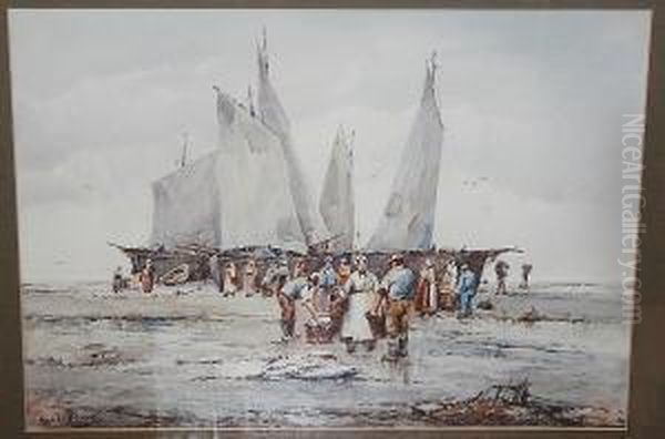 A Fish Sale, Normandy Oil Painting by Cyril Hardy