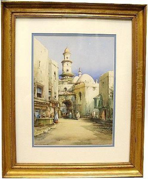 A North African Archway; Arab Street Scene (a Pair) Oil Painting by Cyril Hardy