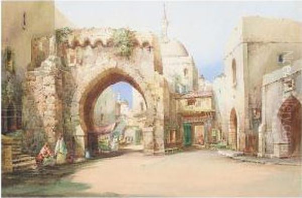 A Gate In A North African Town Oil Painting by Cyril Hardy