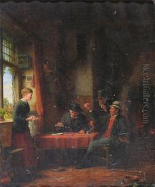 Closing A Bargain Oil Painting by Frederick Daniel Hardy