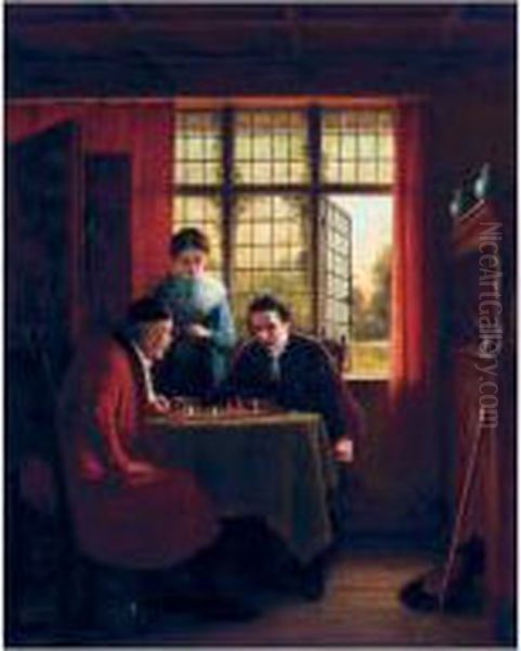 Checkmate Oil Painting by Frederick Daniel Hardy