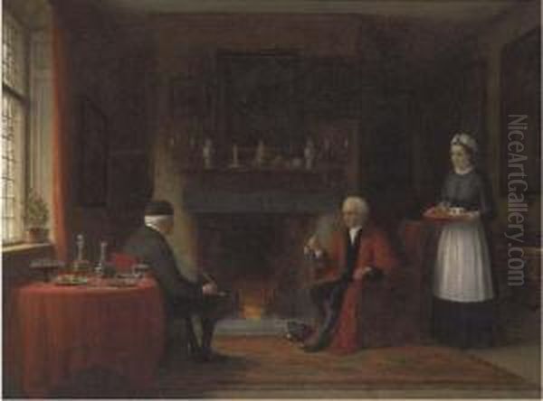 A Fireside Conversation Oil Painting by Frederick Daniel Hardy