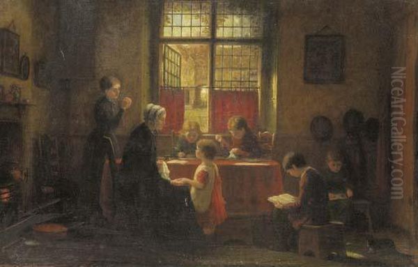 The Dame School Oil Painting by Frederick Daniel Hardy