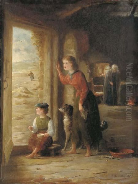 The Visitor Anticipated Oil Painting by Frederick Daniel Hardy