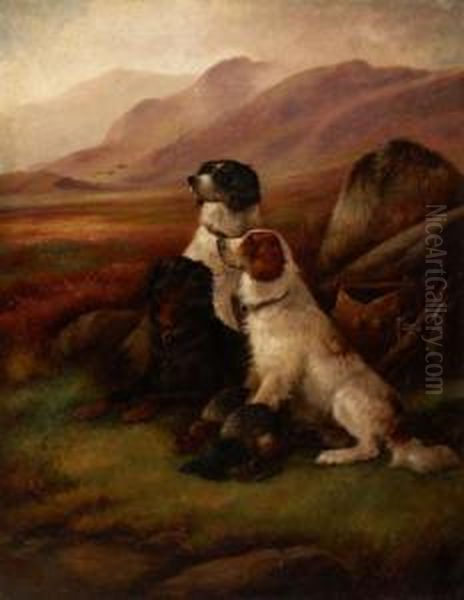 Hunting Dogs Oil Painting by James Hardy