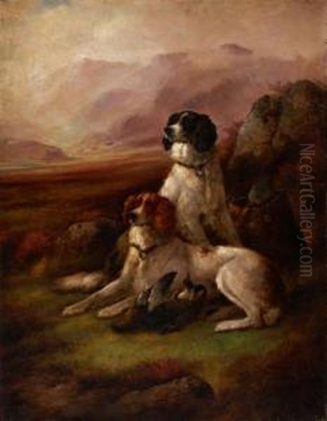 Hunting Dogs Oil Painting by James Hardy