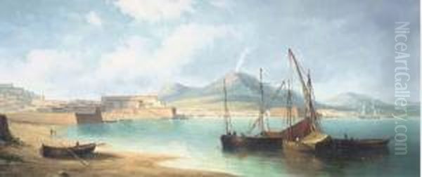 The Bay Of Naples Oil Painting by James Hardy