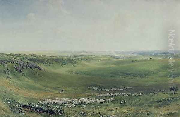 Wide Pastures, Sussex Oil Painting by Thomas Collier