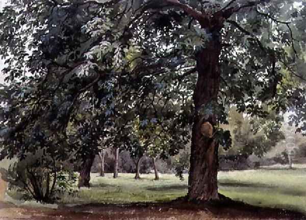 Landscape with Chestnut Tree in the Foreground Oil Painting by Thomas Collier