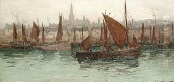 Pool Harbour Oil Painting by Julius Hare