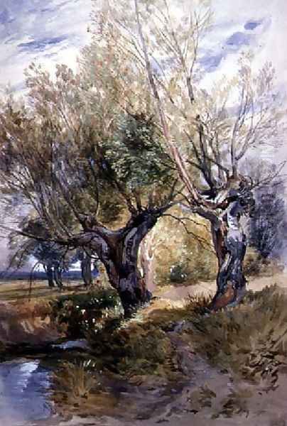 Pollards in Windsor Meadows Oil Painting by Thomas Collier