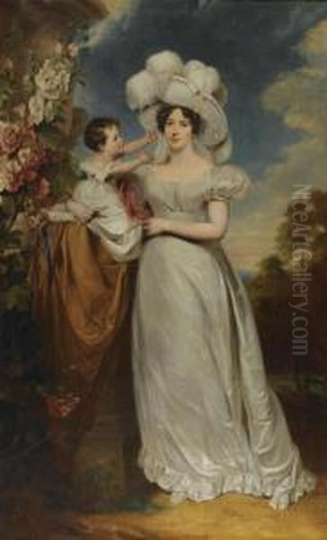 Portrait Of A Lady And Child Oil Painting by George Henry Harlow