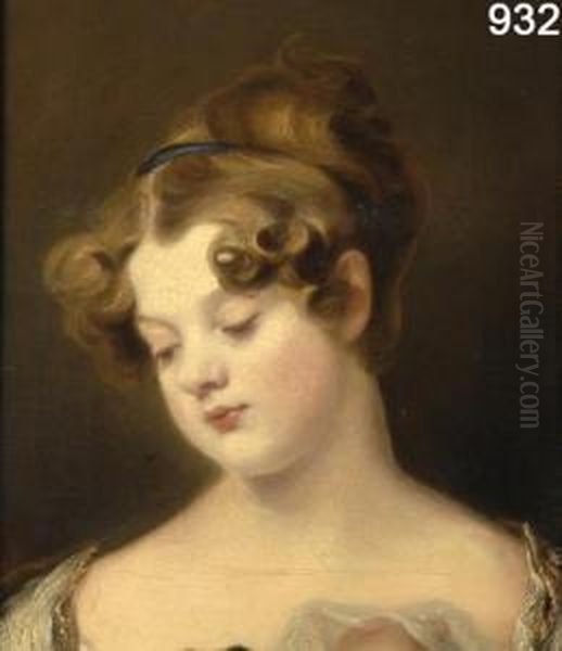 Ritratto Di Caroline Dalrymphe Oil Painting by George Henry Harlow