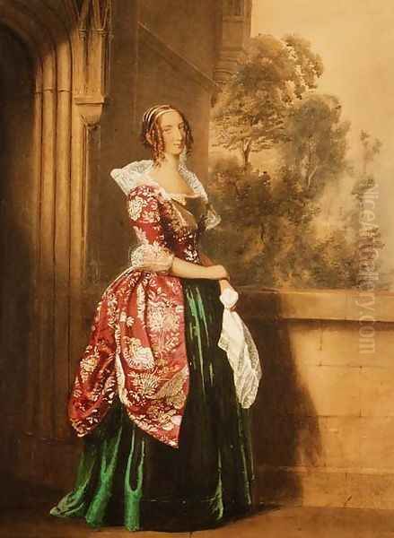 A Lady in her Costume Worn at the Eglington Tournament, 1839 Oil Painting by Edward Henry Corbould